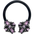 BodyCandy 16G 3/8 Pink Gem Black Opulent Cross Horseshoe Circular Barbell — main product shot