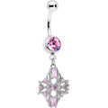 BodyCandy Pink Gem Opulent Cross Dangle Belly Ring — main product shot