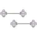 BodyCandy 14G 9/16 Pink Gem Opulent Cross Barbell Nipple Ring Set — main product shot