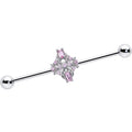 BodyCandy 14G Pink Gem Opulent Cross Industrial Barbell 38mm — main product shot