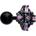 BodyCandy 16G 1/4 Pink Gem Black Opulent Cross Cartilage Tragus Earring — main product shot