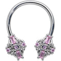 BodyCandy 16G 3/8 Pink Gem Opulent Cross Horseshoe Circular Barbell — main product shot