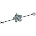 BodyCandy 14G Blue Clear Gem Opulent Flower Industrial Barbell 38mm — main product shot