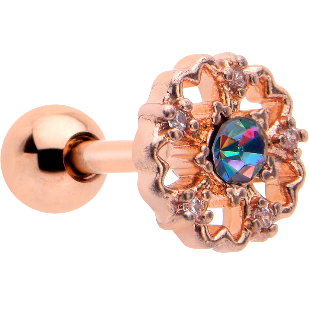 BodyCandy 16G 1/4 Vitrail Gem Rosy Hue Flower Cartilage Tragus Earring — main product shot