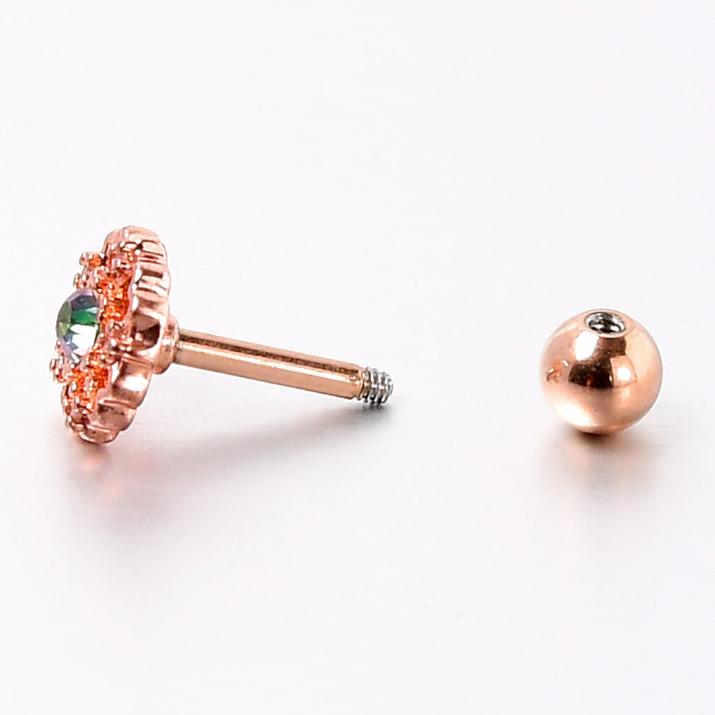 BodyCandy 16G 1/4 Vitrail Gem Rosy Hue Flower Cartilage Tragus Earring — alternative angle