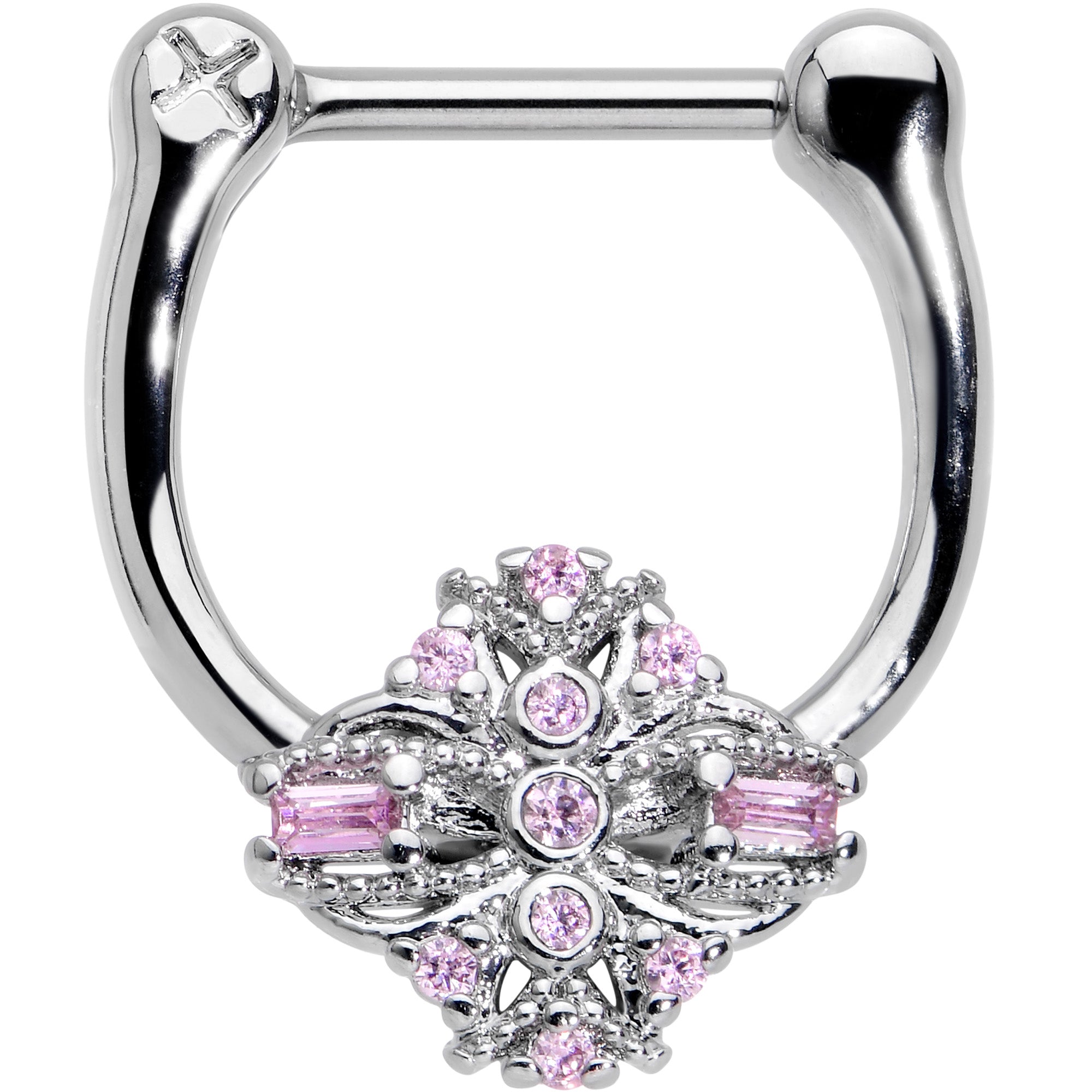 BodyCandy 16G 5/16 Pink Gem Opulent Cross Cartilage Clicker — main product shot