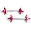 BodyCandy 14G 9/16 Orange Pink Gem Abstract Fire Barbell Nipple Ring Set — main product shot