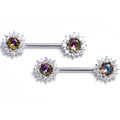 BodyCandy 14G 9/16 Vitrail Gem Baroque Sun Barbell Nipple Ring Set — main product shot