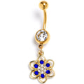 BodyCandy Clear Blue Gem Gold Tone Radiant Bloom Dangle Belly Ring — main product shot