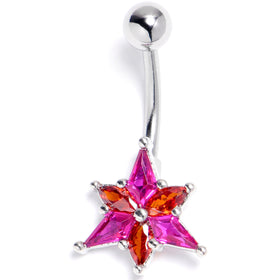 Orange Pink Gem Abstract Fire Belly Ring