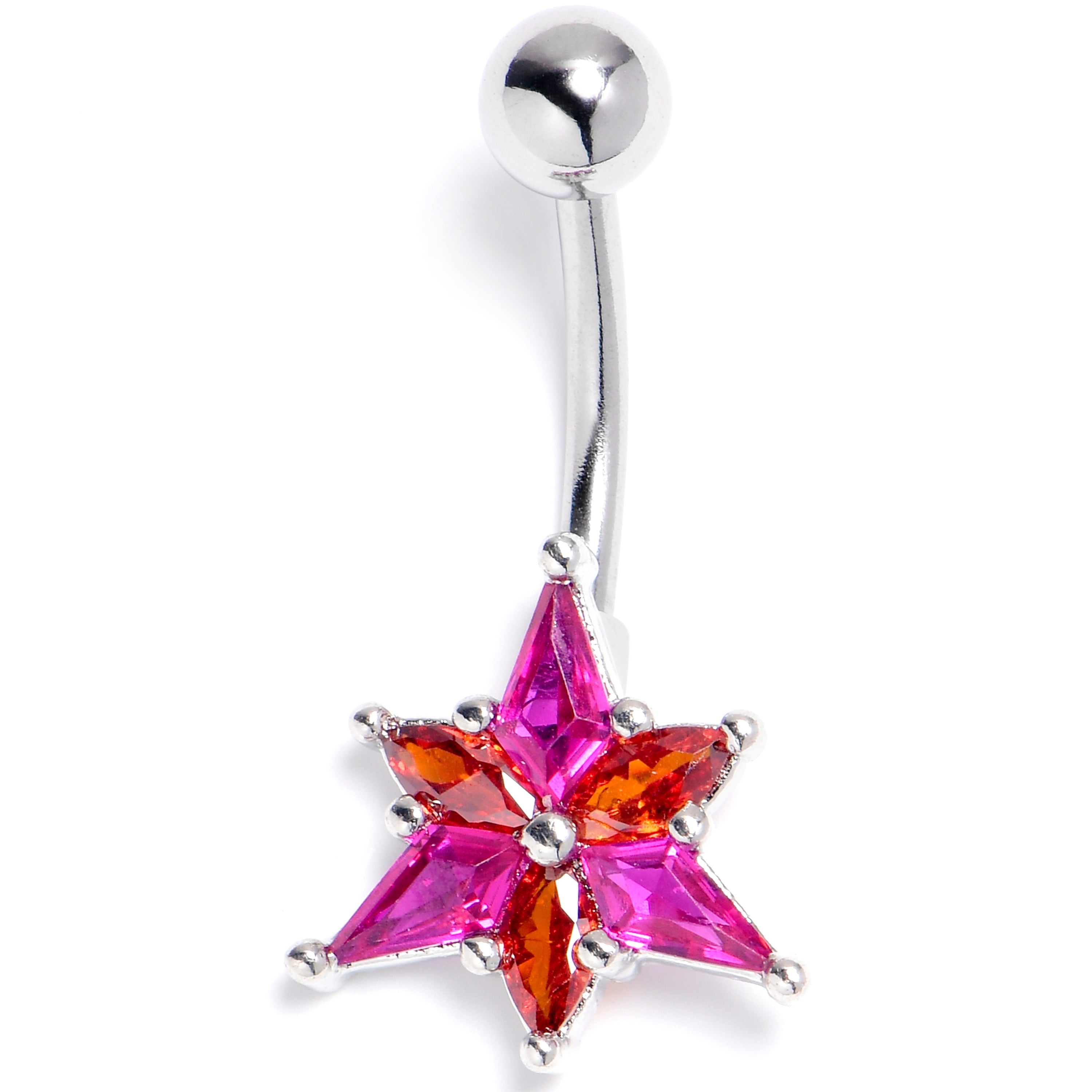 BodyCandy Orange Pink Gem Abstract Fire Belly Ring — main product shot