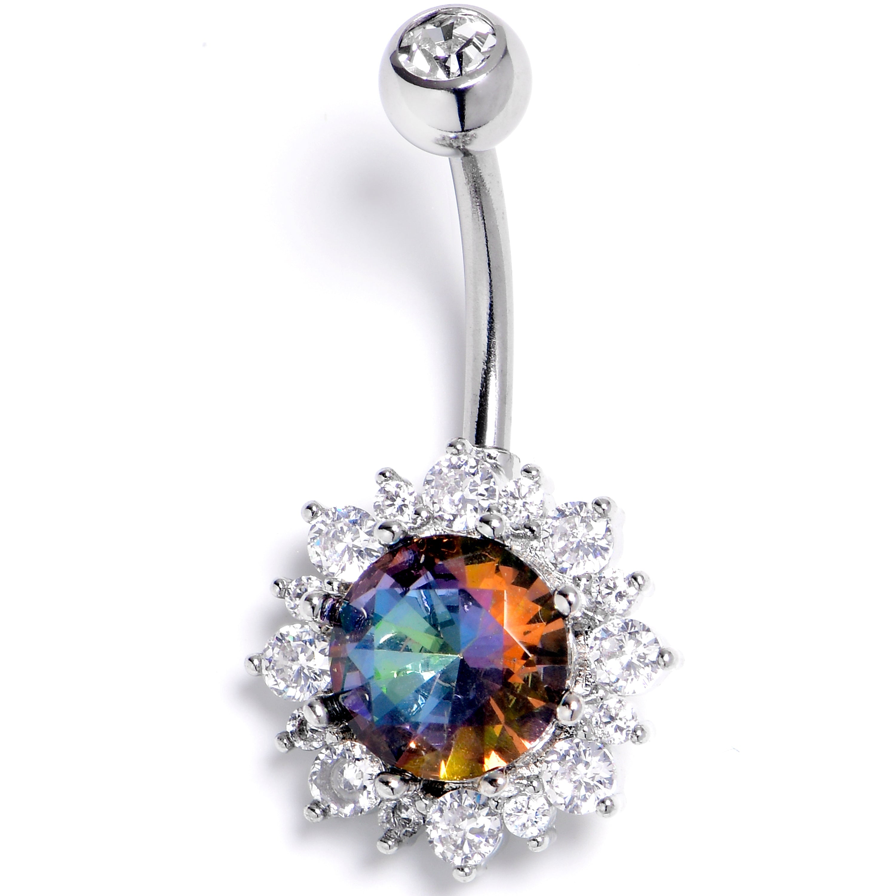 BodyCandy Clear Vitrail Gem Baroque Sun Belly Ring — main product shot