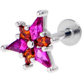 BodyCandy 16G 1/4 Pink Orange Gem Abstract Fire Labret — main product shot