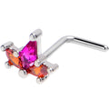 BodyCandy 20G 7mm Pink Orange Gem Abstract Fire L Shape Nose Ring — main product shot