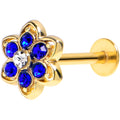 BodyCandy 16G 5/16 Blue Gem Gold Tone Radiant Bloom Flower Labret Monroe Tragus — main product shot