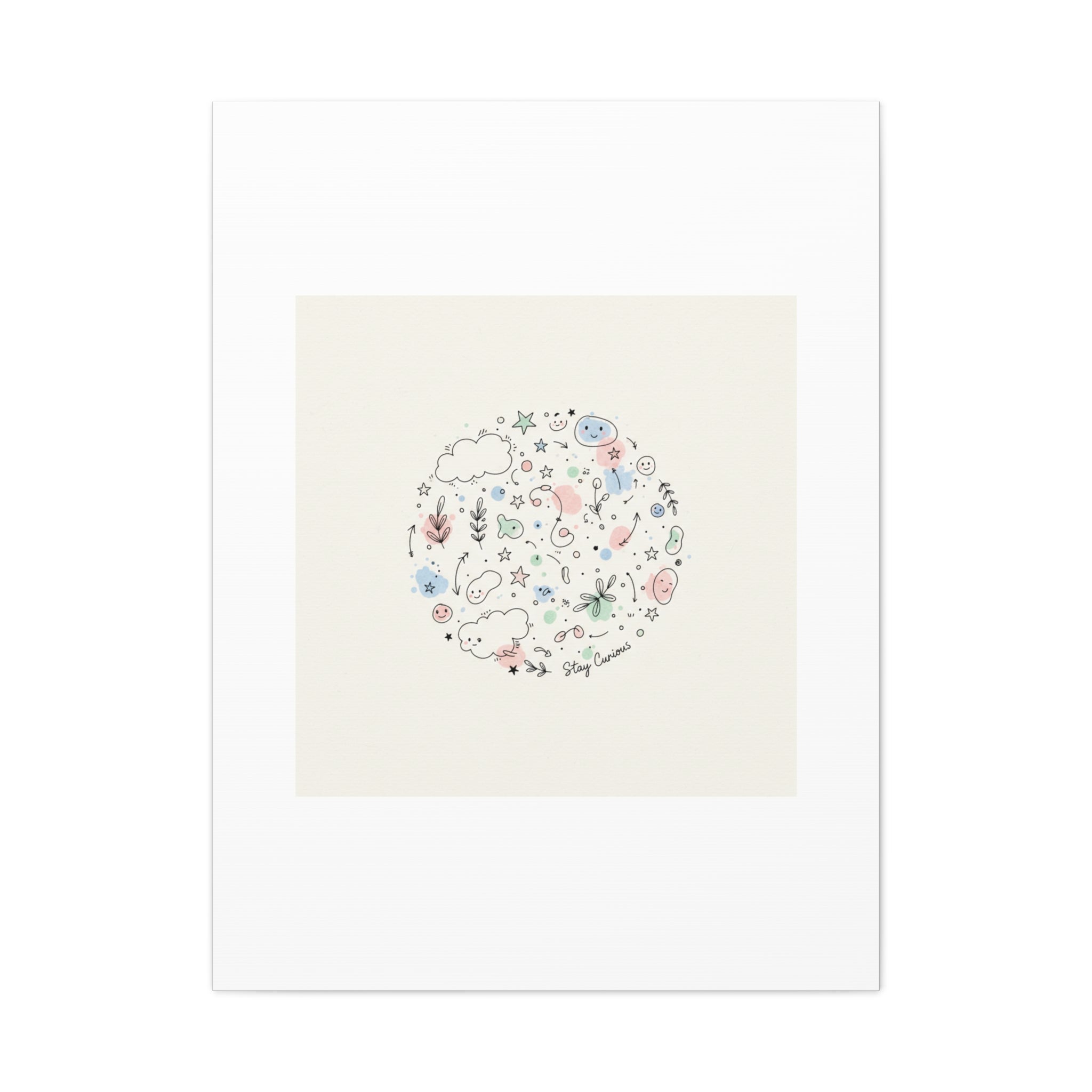 Doodle Circle Line Drawing Matte Canvas, Hand-Drawn Sketch Art