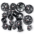 BodyCandy Red Gem Black Pot Leaf Skull Tunnel Plug Set — main product shot