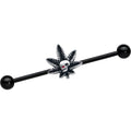BodyCandy 14G Red Gem Black Pot Leaf Skull Industrial Barbell 38mm — main product shot