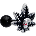 BodyCandy 16G 1/4 Red Gem Black Pot Leaf Skull Cartilage Tragus Earring — main product shot