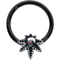 BodyCandy 16G 3/8 Red Gem Black Pot Leaf Skull Hinged Segment Ring — main product shot
