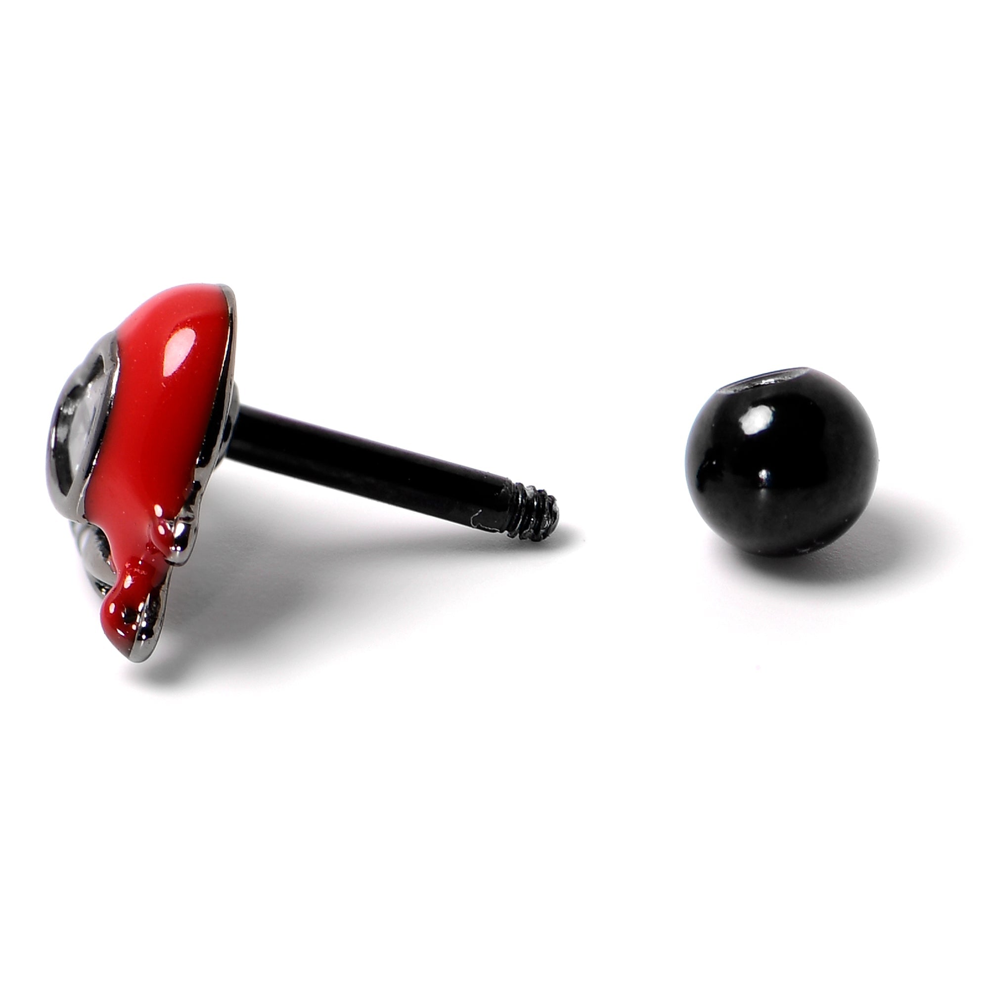 BodyCandy 16G 1/4 Clear Gem Black Bleeding Heart Cartilage Tragus Earring — alternative angle