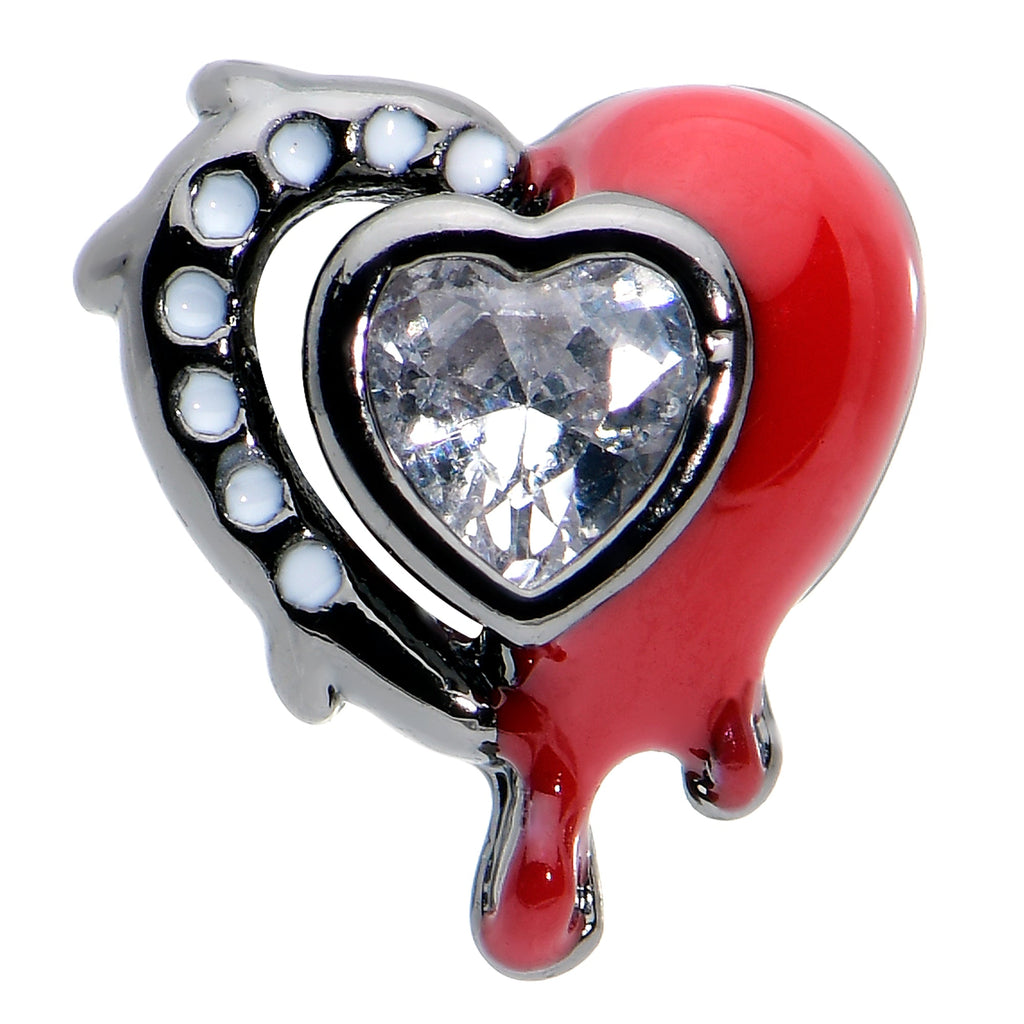 BodyCandy 16G 1/4 Clear Gem Black Bleeding Heart Cartilage Tragus Earring — size reference