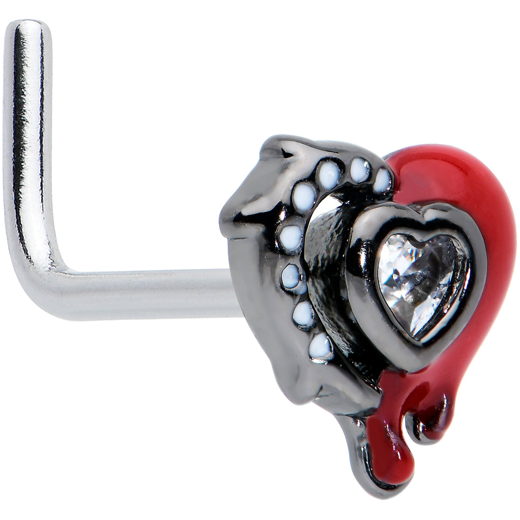 BodyCandy 20G 7mm Clear Gem Bleeding Heart L Shape Nose Ring — main product shot