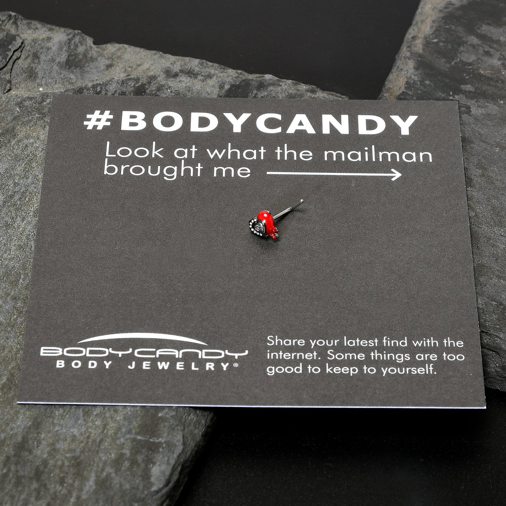BodyCandy 20G 7mm Clear Gem Bleeding Heart L Shape Nose Ring — alternative angle