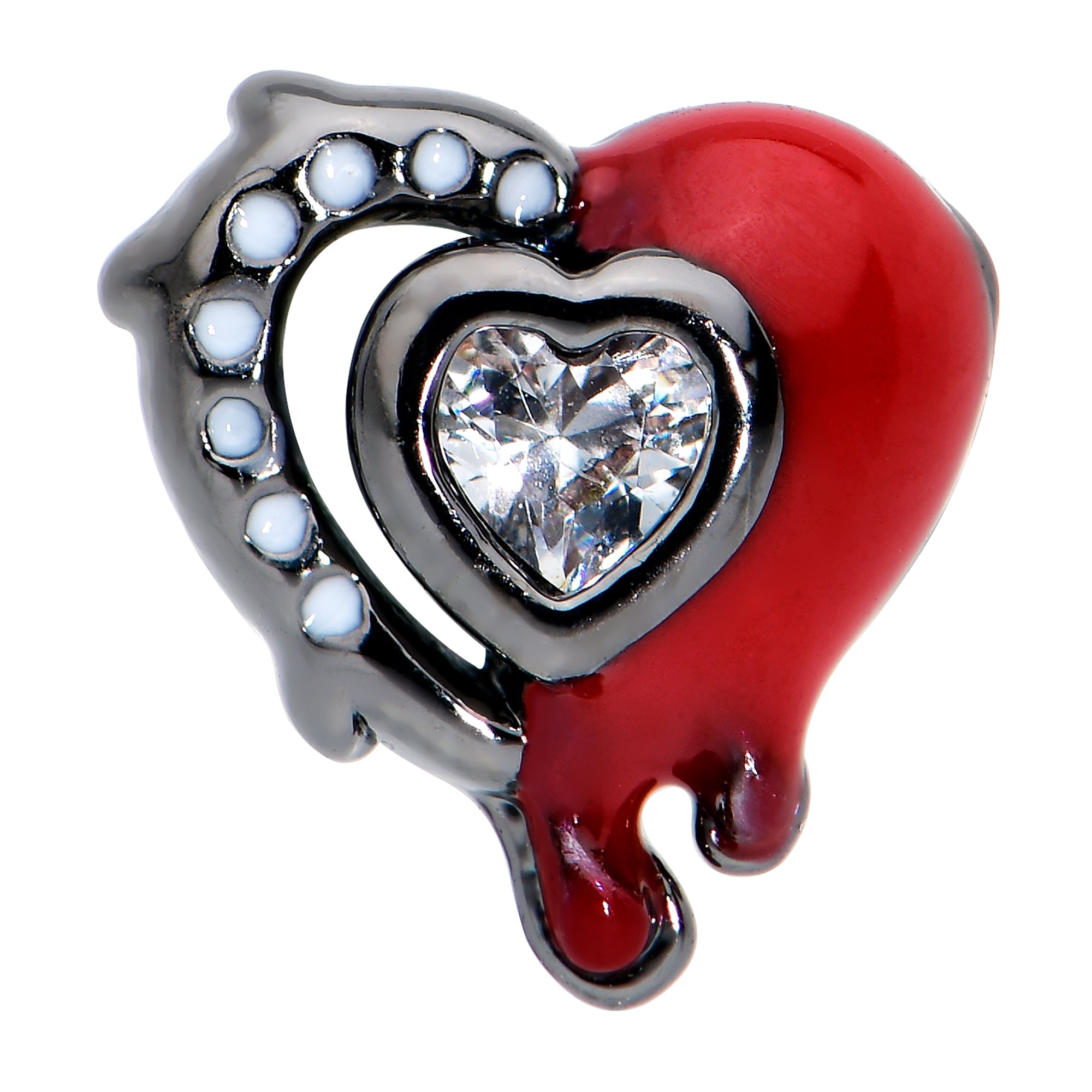 BodyCandy 20G 7mm Clear Gem Bleeding Heart L Shape Nose Ring — in-use photo