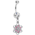 BodyCandy Pink Clear Gem Blooming Blossom Flower Dangle Belly Ring — main product shot