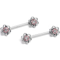 BodyCandy 14G 9/16 Pink Gem Radiant Blossom Flower Barbell Nipple Ring Set — main product shot