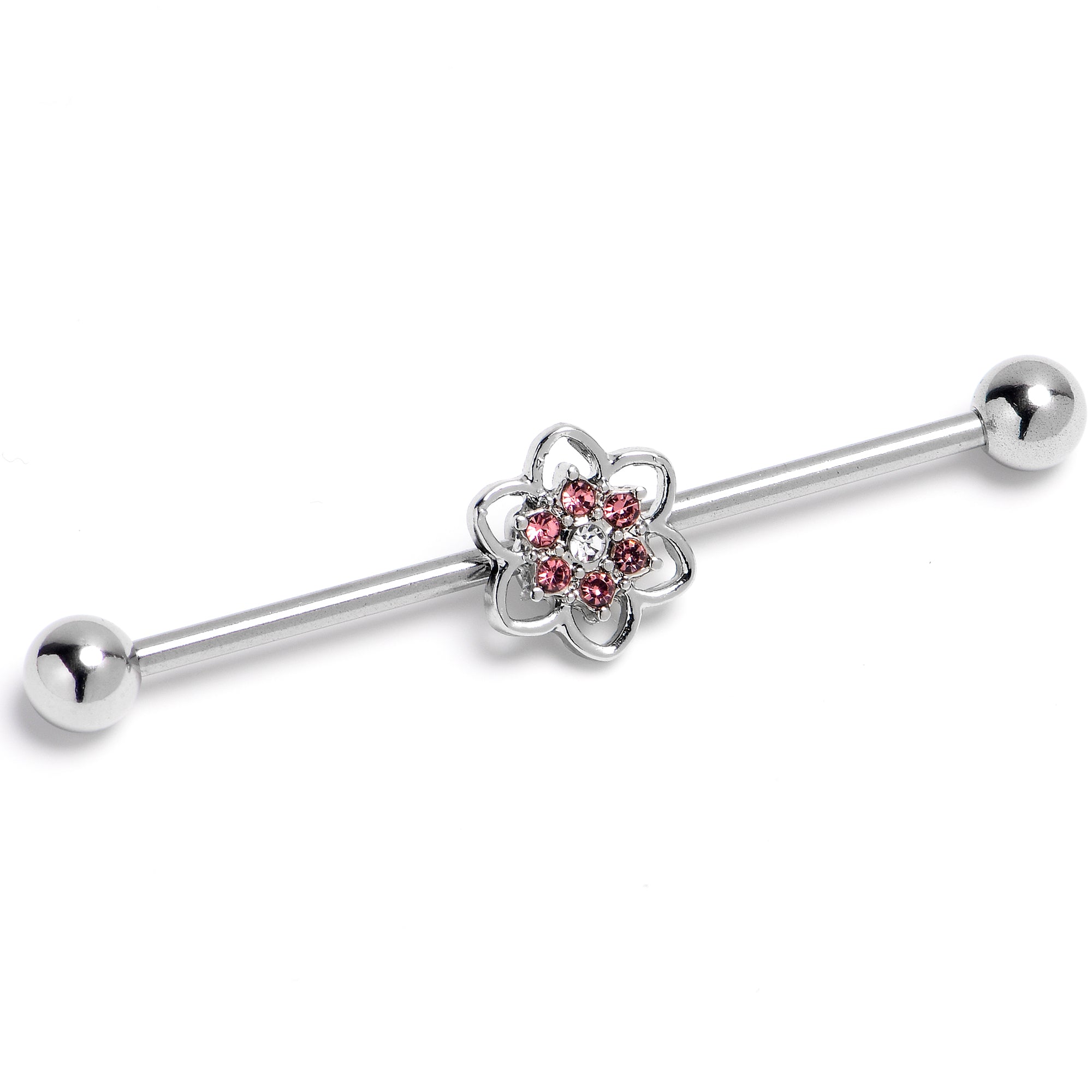 BodyCandy 14G Pink Radiant Blossom Flower Industrial Barbell 38mm — main product shot