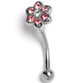 BodyCandy 16G 5/16 Pink Radiant Blossom Flower Curved Eyebrow Ring — main product shot
