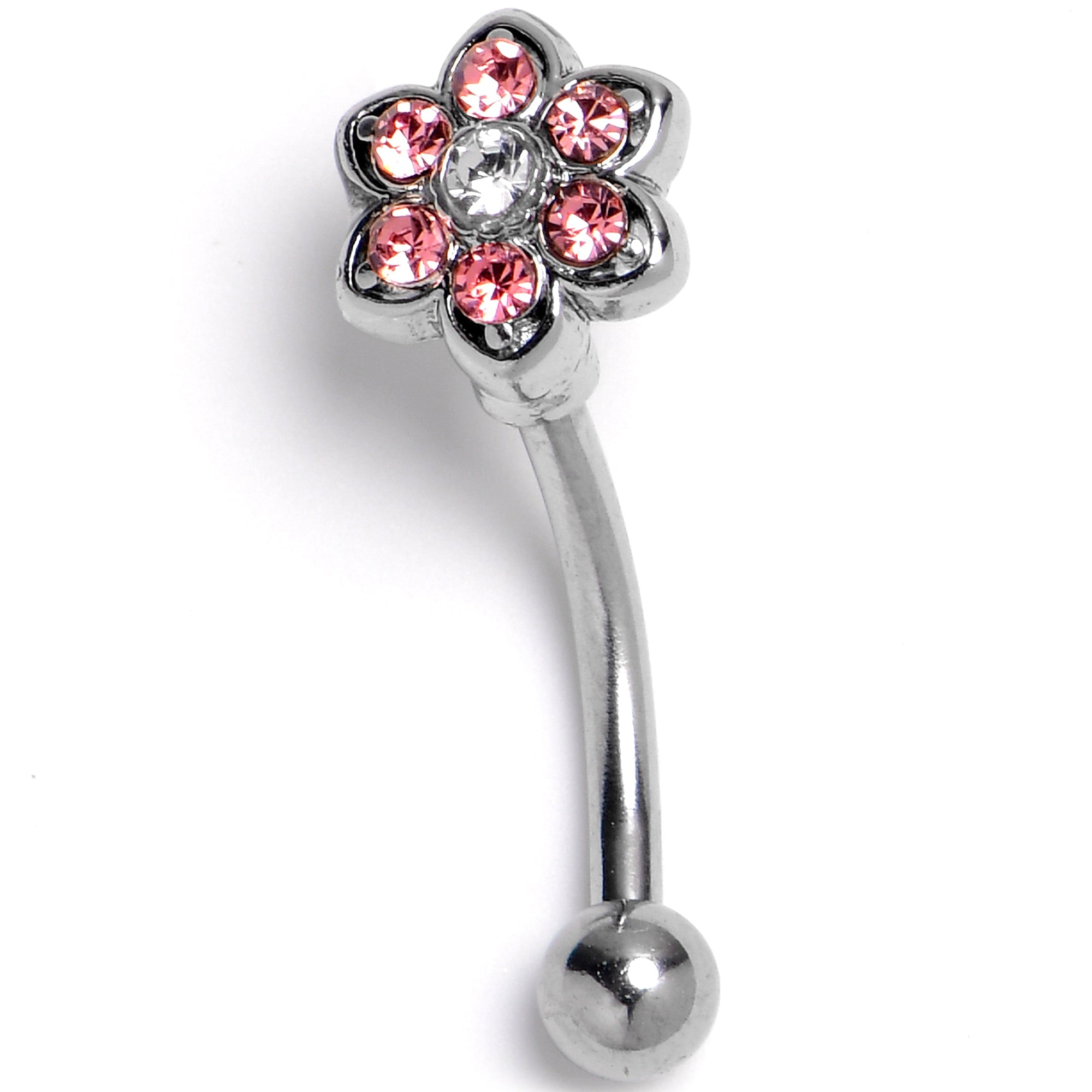 BodyCandy 16G 5/16 Pink Radiant Blossom Flower Curved Eyebrow Ring — main product shot