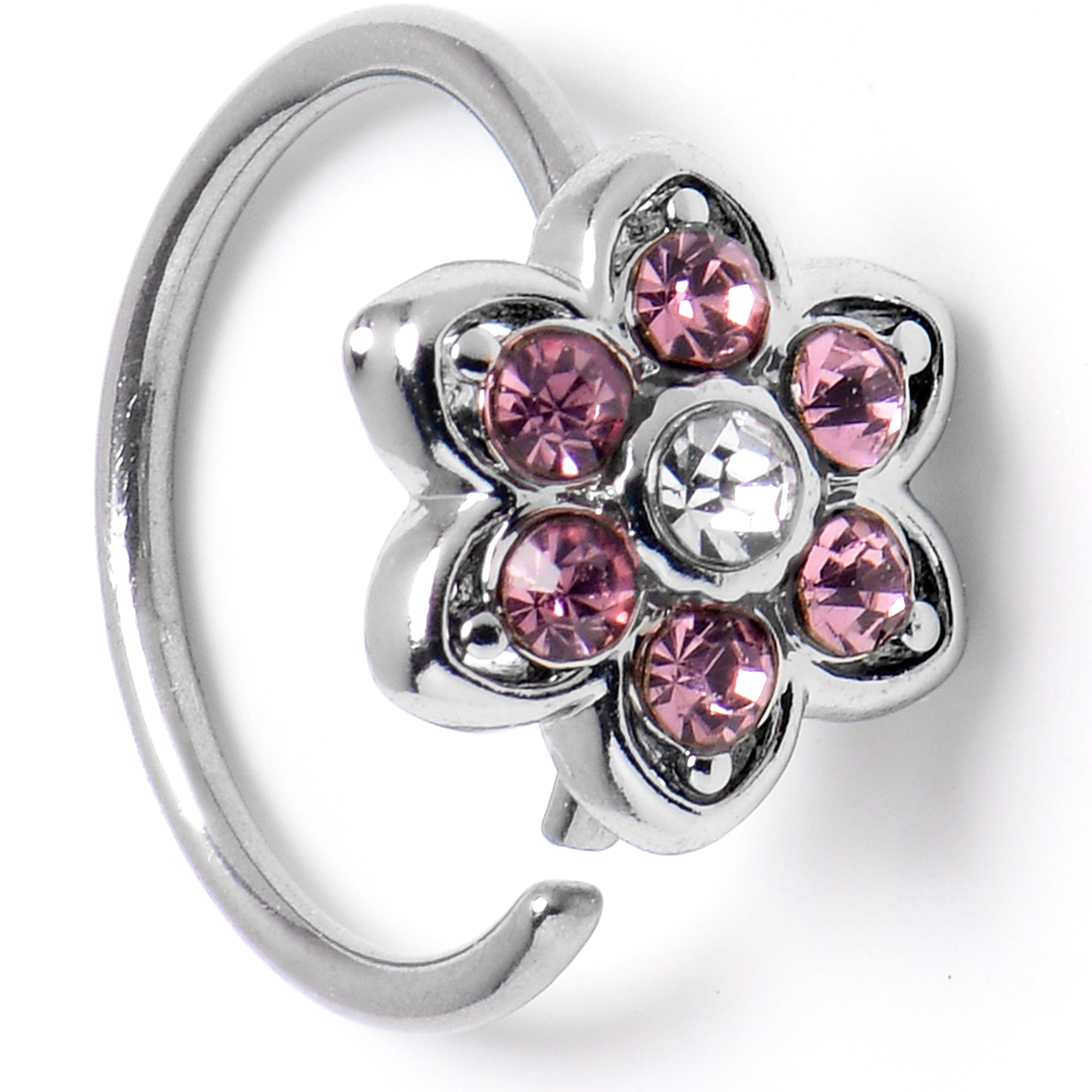 BodyCandy 20G 5/16 Pink Radiant Blossom Flower Nose Hoop — main product shot
