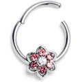 BodyCandy 16G 3/8 Pink Radiant Blossom Flower Hinged Segment Ring — main product shot