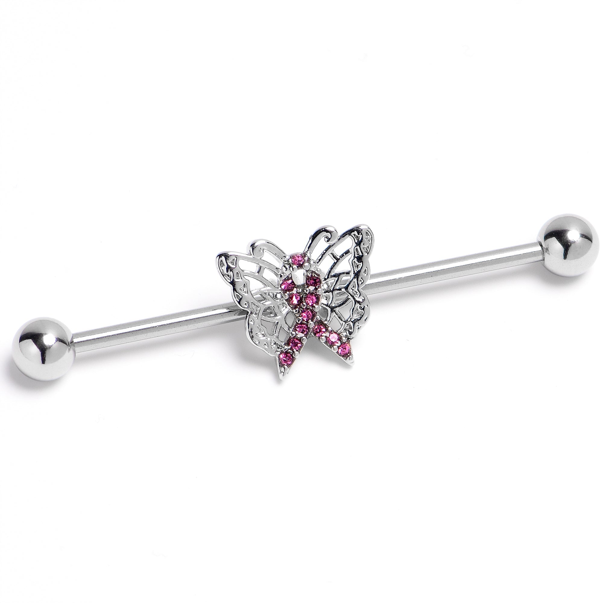 BodyCandy 14G Purplish Beauty in Flight Butterfly Industrial Barbell 38mm — main product shot