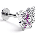 BodyCandy 16G 5/16 Purplish Beauty in Flight Butterfly Labret Monroe Tragus — main product shot