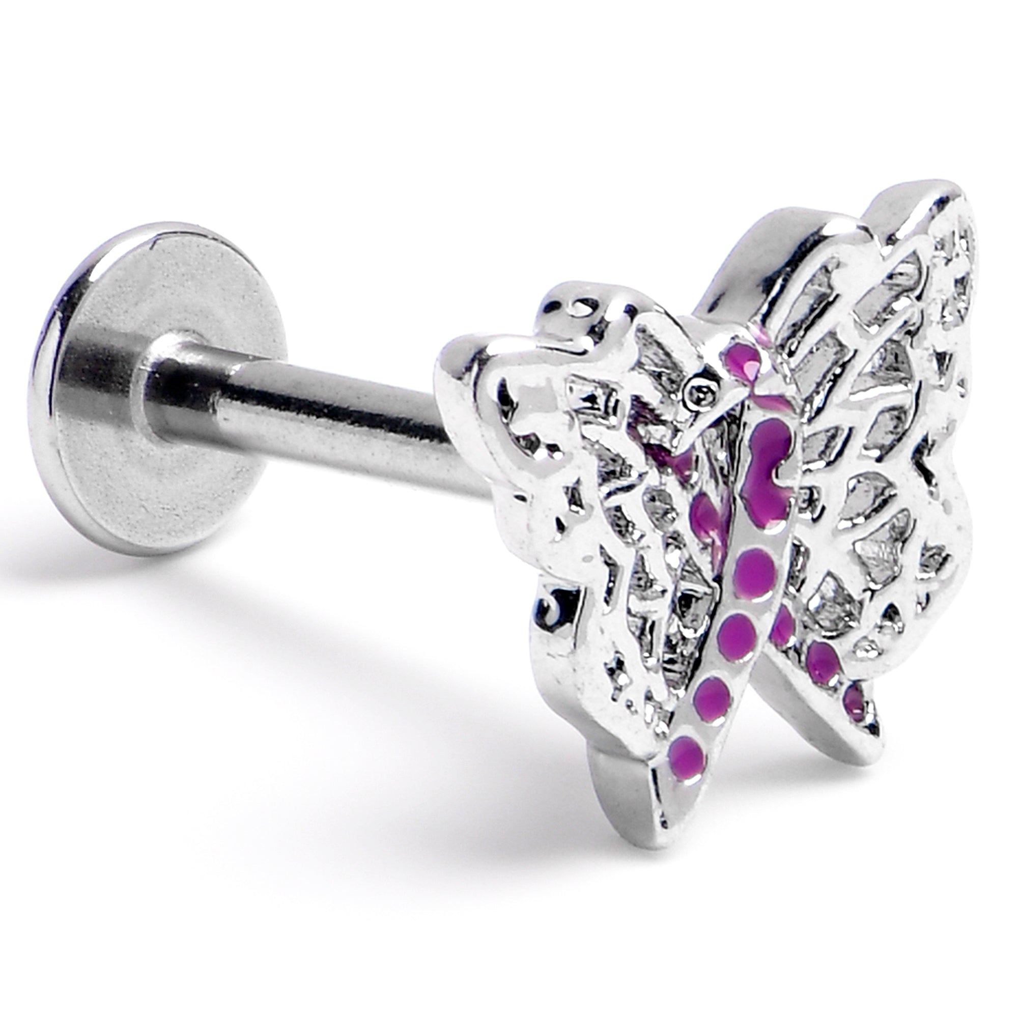 BodyCandy 16G 5/16 Purplish Beauty in Flight Butterfly Labret Monroe Tragus — main product shot