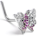 BodyCandy 20G 7mm Purplish Beauty in Flight Butterfly L Shape Nose Ring — main product shot