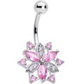 BodyCandy Pink Clear Gem Triple Elegance Flower Belly Ring — main product shot