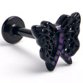 BodyCandy 16G 5/16 Black Purple Beauty in Flight Butterfly Labret Tragus — main product shot