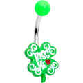 BodyCandy UV Glow Kiss Me Shamrock St Patricks Day Belly Ring — main product shot