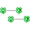 BodyCandy 14G 9/16 Kiss Me Shamrock St Patricks Barbell Nipple Ring Set — main product shot
