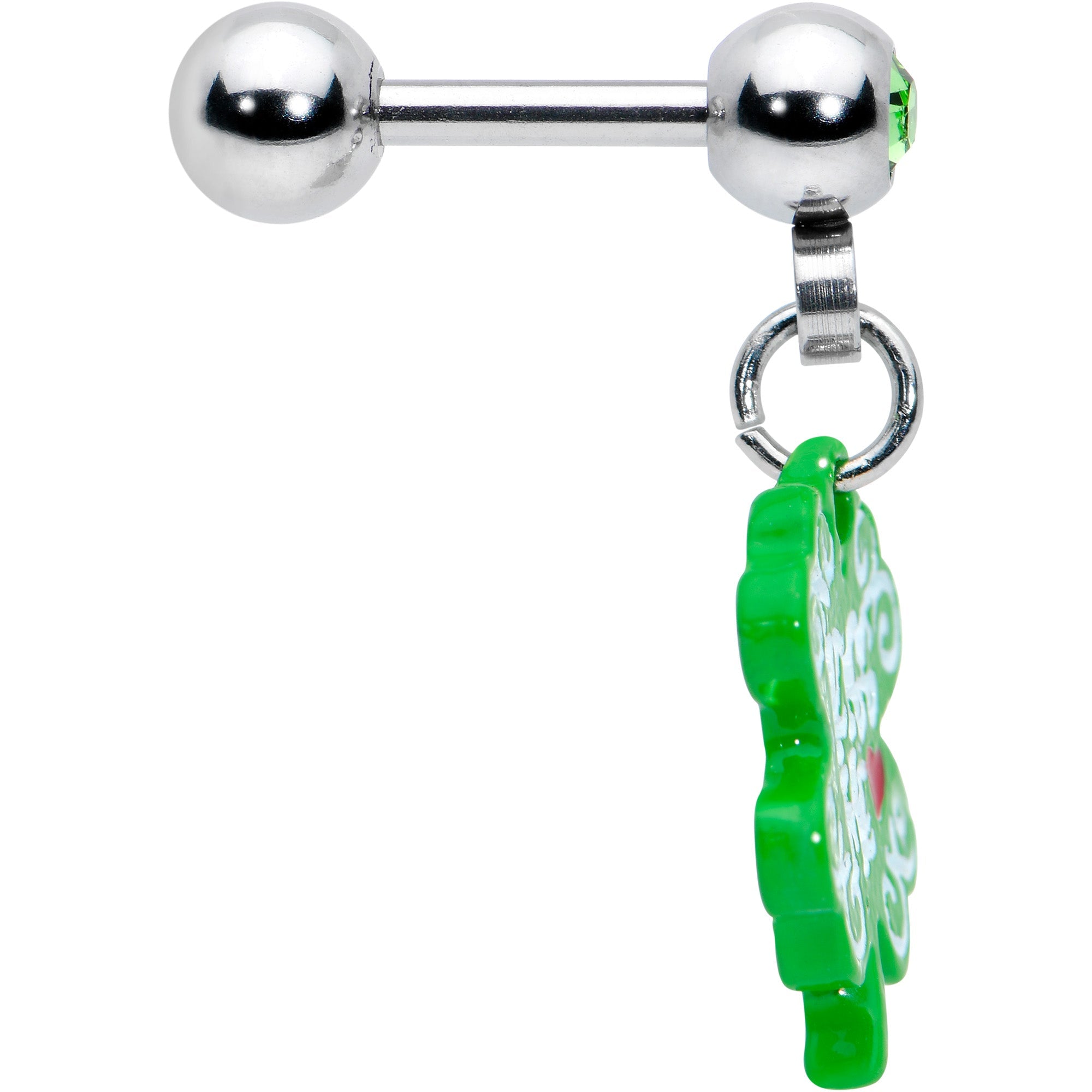 BodyCandy 16G 1/4 Green Gem Kiss Me Shamrock St Patricks Cartilage Earring — lifestyle context