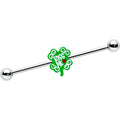 BodyCandy 14G Kiss Me Shamrock St Patricks Industrial Barbell 38mm — main product shot