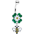 BodyCandy Yellow Gem Daisy Bee Glittery Dangle Belly Ring — main product shot