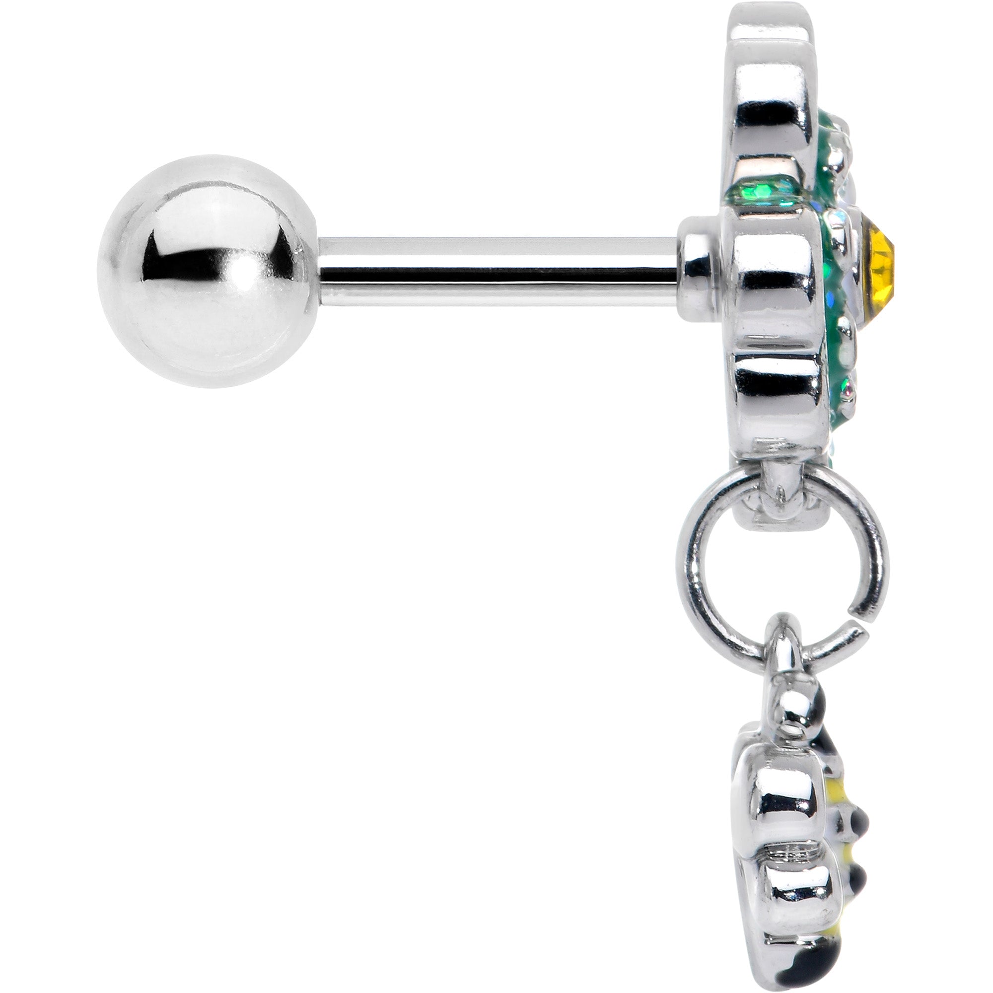 BodyCandy 16G 1/4 Yellow Gem Daisy Bee Glittery Cartilage Tragus Earring — lifestyle context
