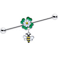 BodyCandy 14G Yellow Gem Daisy Bee Glittery Dangle Industrial Barbell 38mm — main product shot