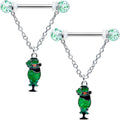 BodyCandy 14G 9/16 Fancy Leprechaun St Patricks Chain Dangle Nipple Ring Set — main product shot